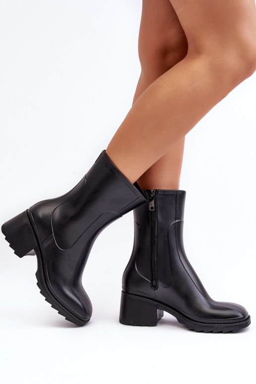 Women's Matte Boots Botki On Heel Black Bertaida