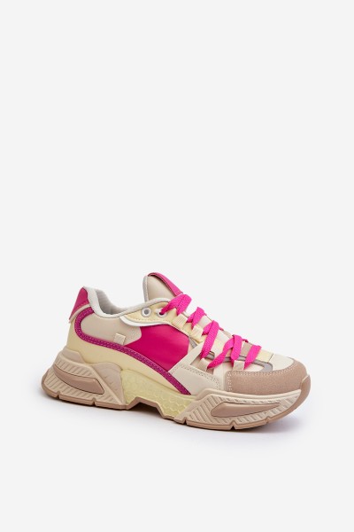 Women's Fashionable Lace-up Sports Shoes Beige-Pink Chillout! 2
