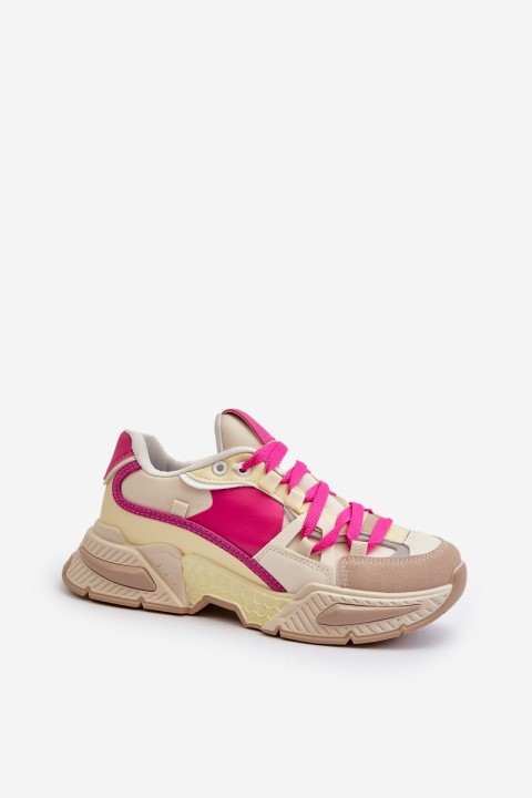 Madingi suvarstomi moteriški sportiniai batai smėlio spalvos ir rožinės spalvos „Chillout“!