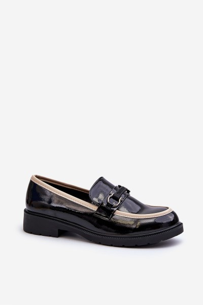 Women's Patent Leather Loafers Moccasins S.Barski HY336A Black 2