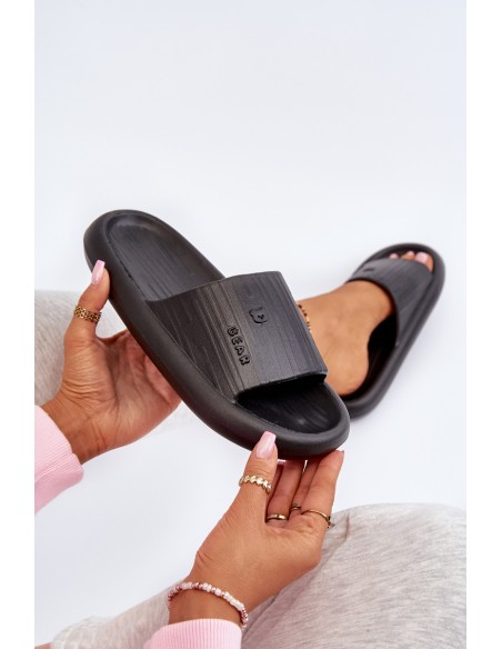 Women's Lightweight Black Foam Slides Fenicva