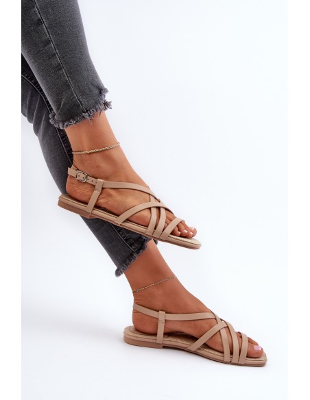 Flat Women's Sandals Big Star NN274012 Beige