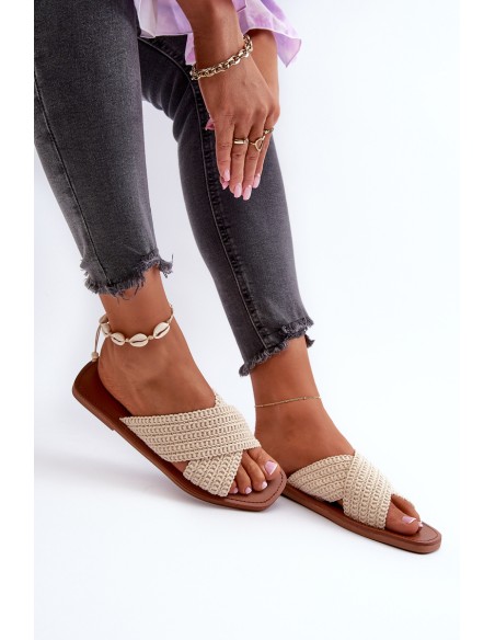 Women's Flat Sandals Big Star NN274078 Beige