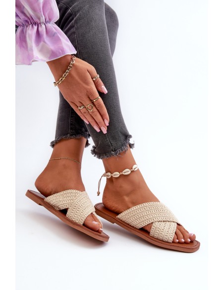 Women's Flat Sandals Big Star NN274078 Beige