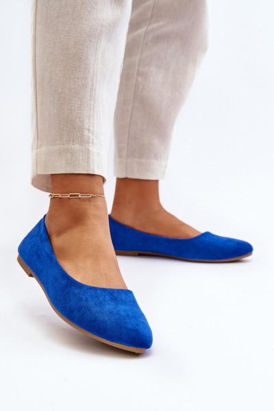 Women's Blue Suede Ballerina Flats Kommia 2