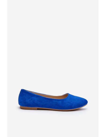 Women's Blue Suede Ballerina Flats Kommia
