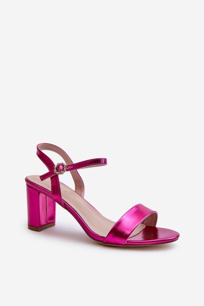 Metallic Sandals With Stiletto Heel Fuchsia Glindra 2