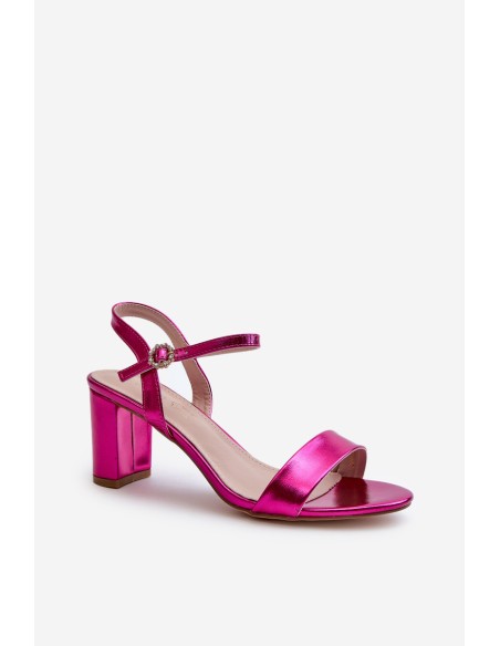 Metallic Sandals With Stiletto Heel Fuchsia Glindra