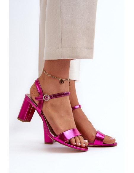 Metallic Sandals With Stiletto Heel Fuchsia Glindra