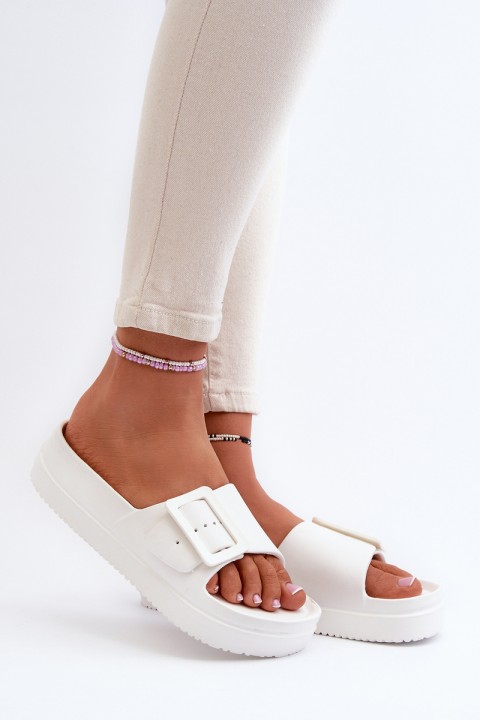Women's Foam Platform Sandals With Buckle Big Star NN274A661 White