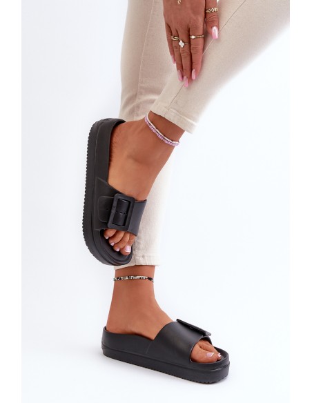 Women's Foam Platform Sandals with Buckle Big Star NN274A662 Black