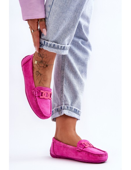 Women's Fashionable Suede Moccasins Pink Rabell