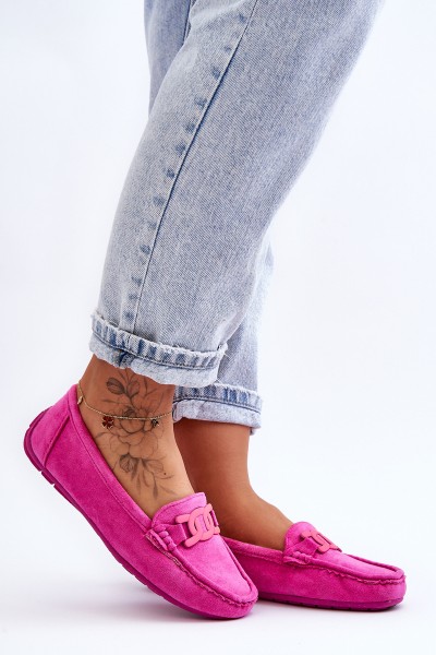 Women's Fashionable Suede Moccasins Pink Rabell 2