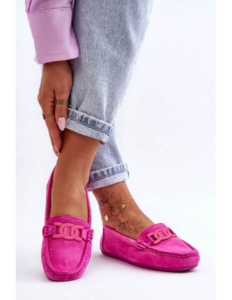 Women's Fashionable Suede Moccasins Pink Rabell