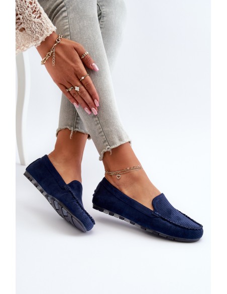 Women's Navy Suede Moccasins Ranica