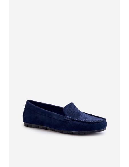 Women's Navy Suede Moccasins Ranica