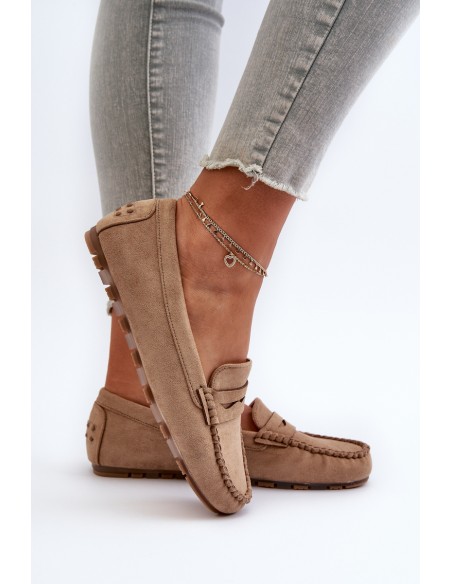 Classic Women's Suede Moccasins Dark Beige Glimris