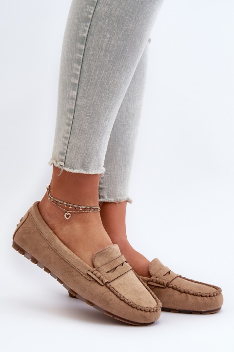 Classic Women's Suede Moccasins Dark Beige Glimris