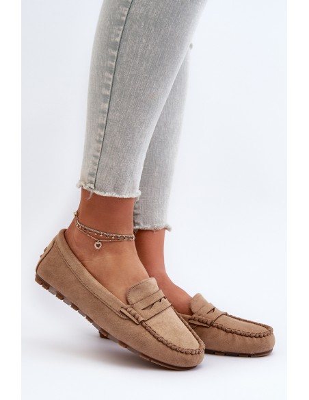 Classic Women's Suede Moccasins Dark Beige Glimris