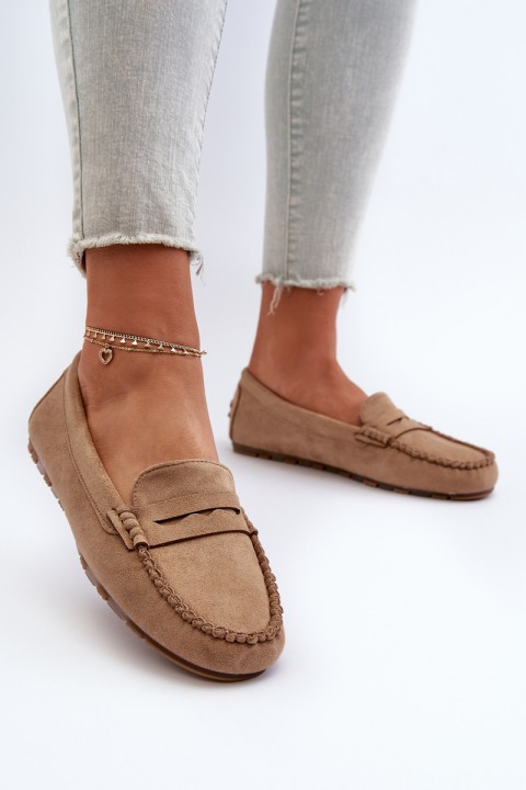 Classic Women's Suede Moccasins Dark Beige Glimris
