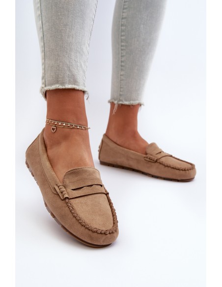 Classic Women's Suede Moccasins Dark Beige Glimris