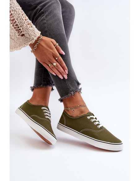 Women's Classic Dark Green Canvas Sneakers Olvali