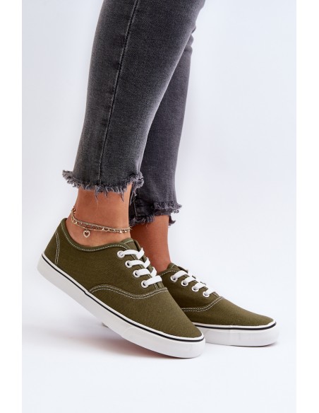 Women's Classic Dark Green Canvas Sneakers Olvali