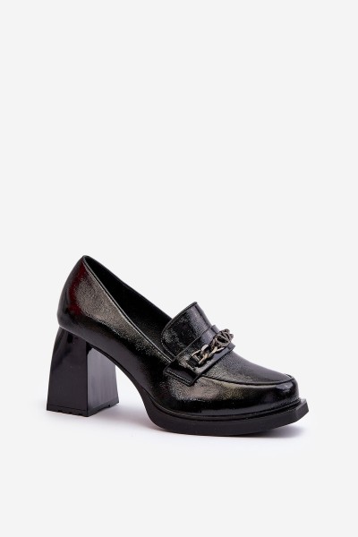 Black Patent Leather Pumps on Chunky Heel Terimene 2