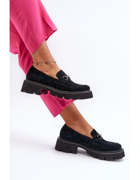 Massive Women's Suede Moccasins Black Neloria