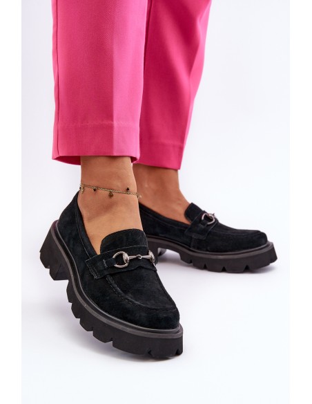 Massive Women's Suede Moccasins Black Neloria