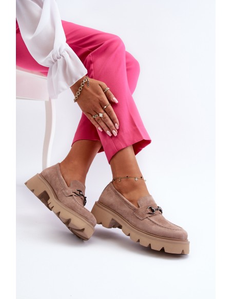 Chunky Women's Suede Moccasins Beige Neloria