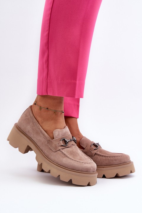 Chunky Women's Suede Moccasins Beige Neloria