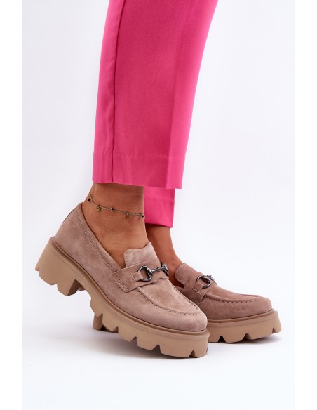 Chunky Women's Suede Moccasins Beige Neloria