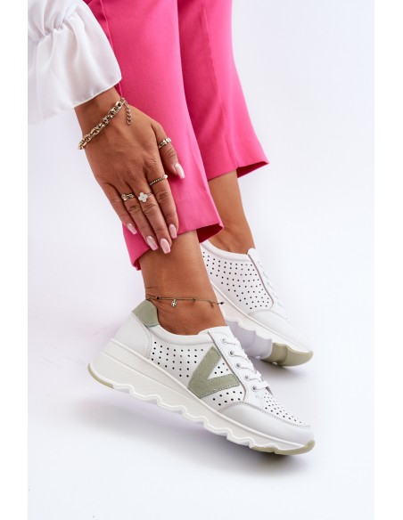 Women's Leather Lightweight Sports Shoes Beige Eleonori