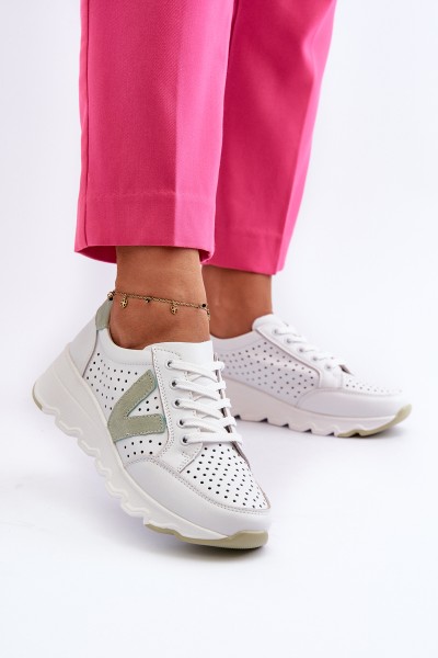 Women's Leather Lightweight Sports Shoes Beige Eleonori 2