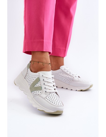 Women's Leather Lightweight Sports Shoes Beige Eleonori