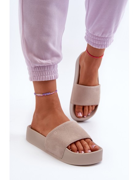 Women's Platform Suede Sandals Big Star NN274A671 Beige