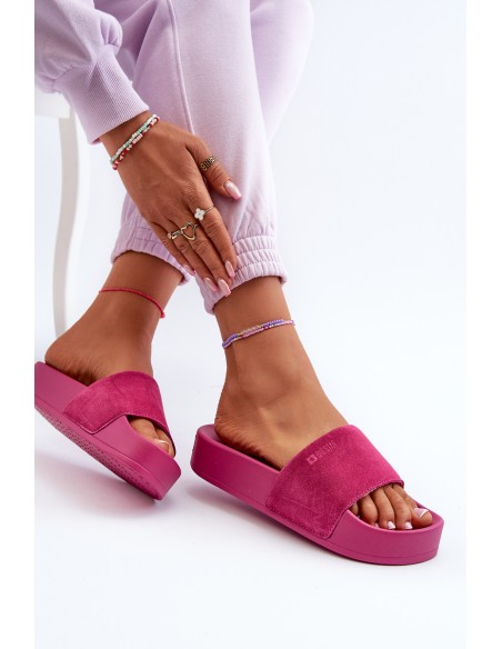 Women's Platform Suede Slippers Big Star NN274A672 Fuchsia