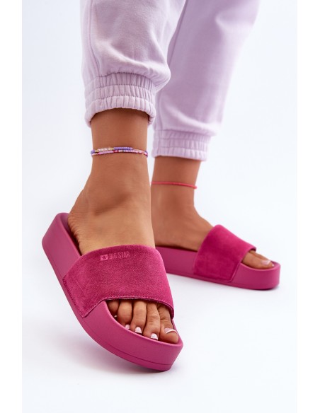 Women's Platform Suede Slippers Big Star NN274A672 Fuchsia