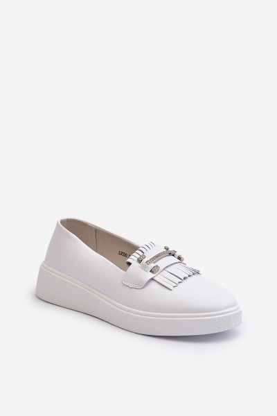 Light Women's Leather Moccasins on Platform White S.Barski LR590 2