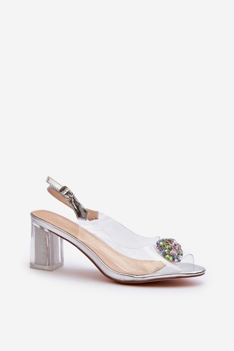 Transparent Sandals with Silver Embellishment D&A MR38-454
