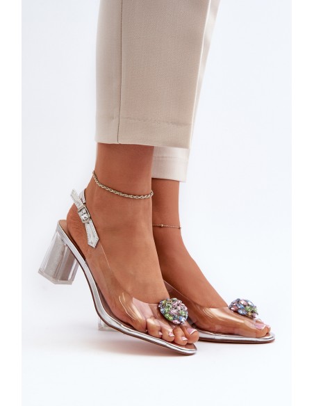 Transparent Sandals with Silver Embellishment D&A MR38-454