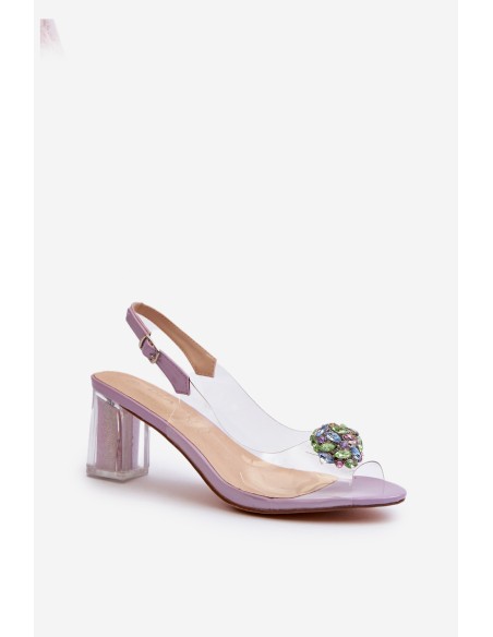 Transparent Sandals with Ornament Purple D&A MR38-454