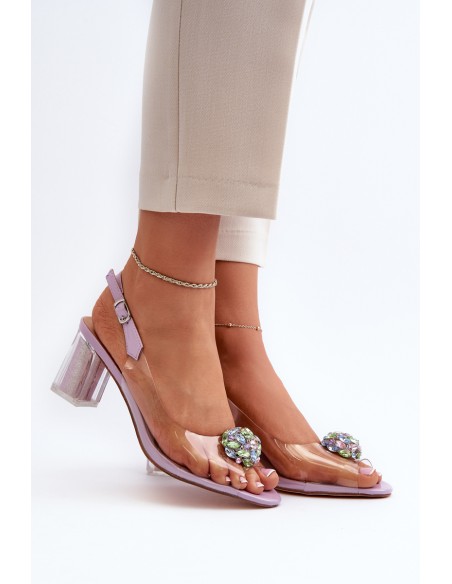Transparent Sandals with Ornament Purple D&A MR38-454