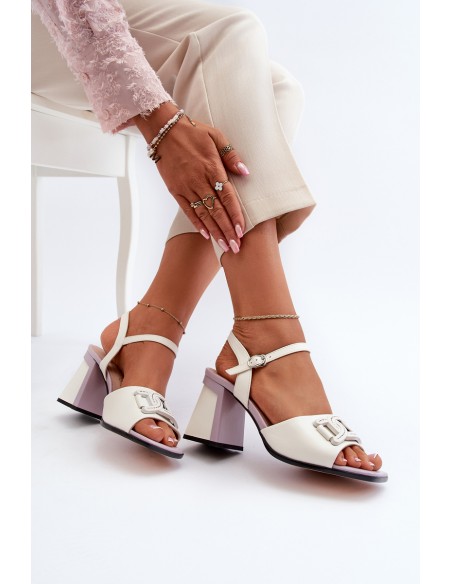 Elegant High-Heeled Sandals with White Ornament D&A MR38-156