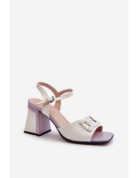 Elegant High-Heeled Sandals with White Ornament D&A MR38-156