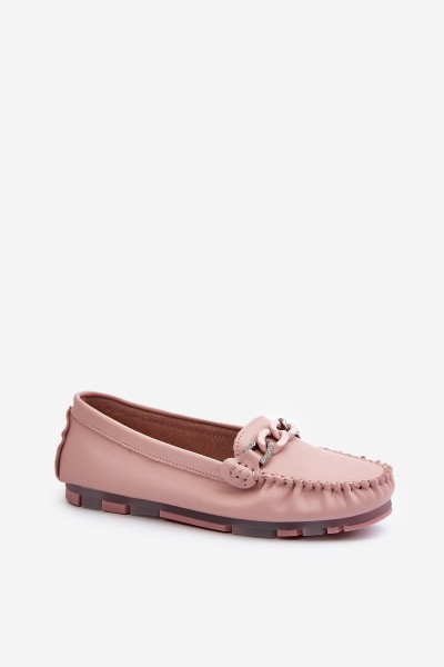 Women's Leather Moccasins with Pink Ornament S.Barski LR339 2