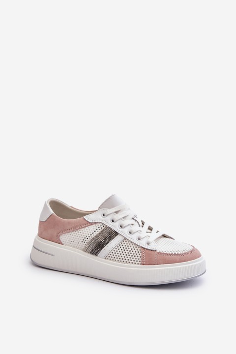 Women's Leather Sneakers D&A LR110 White-Pink