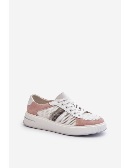 Women's Leather Sneakers D&A LR110 White-Pink