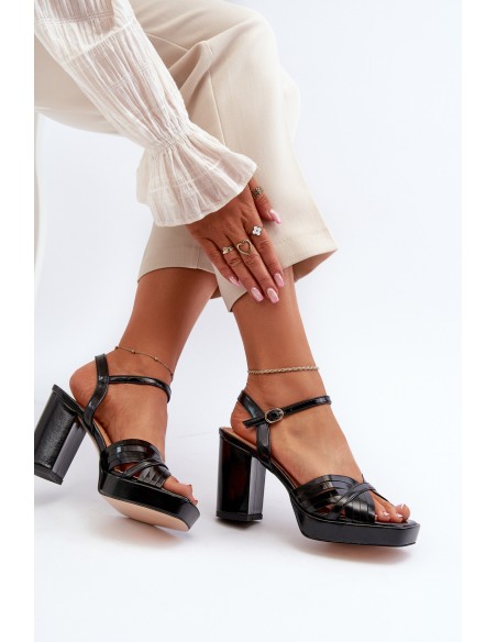Black Women's Patent Sandals with Stiletto Heel D&A MR38-668